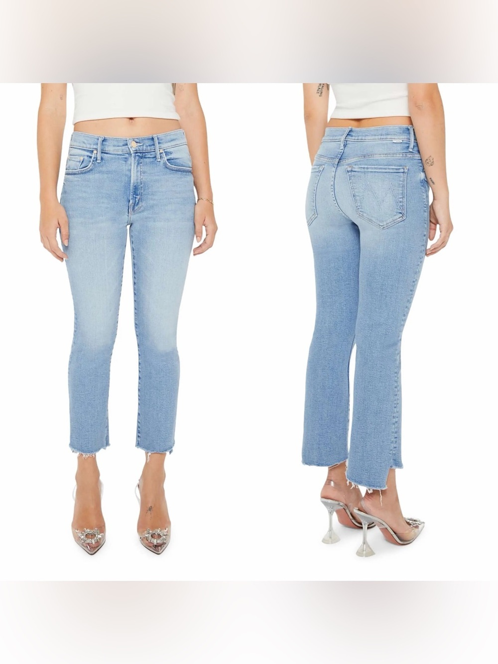 MOTHER- Lil' Insider Frayed Step Hem Crop Skinny Jeans Limited Edition Size 25